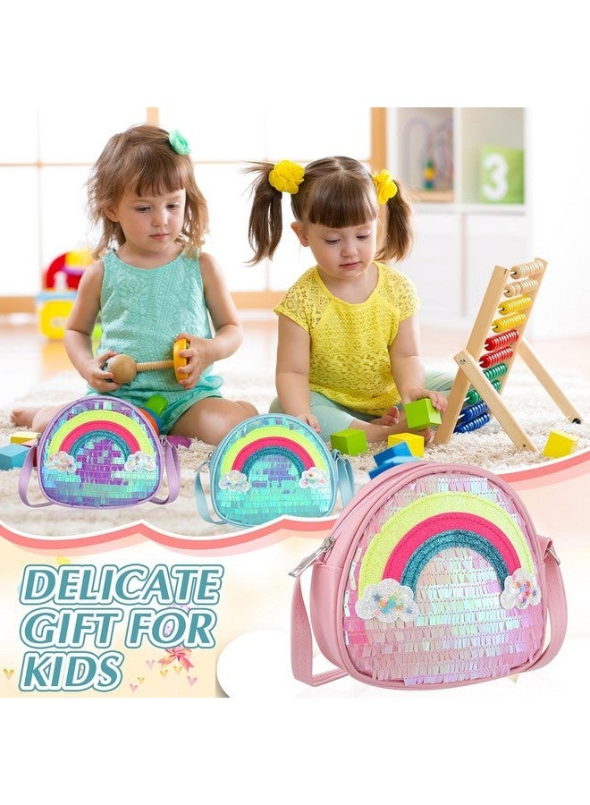 ADSON Laser Holographic Rainbow Crossbody Bag Sequins Bow Purse Cute Shoulder Bag Coin Purse Handbag Cute Tote Girl Messenger Girl Child Tote Wallet Flash kids Crossbody Bag(Rainbow Multi Colour) - Image 2
