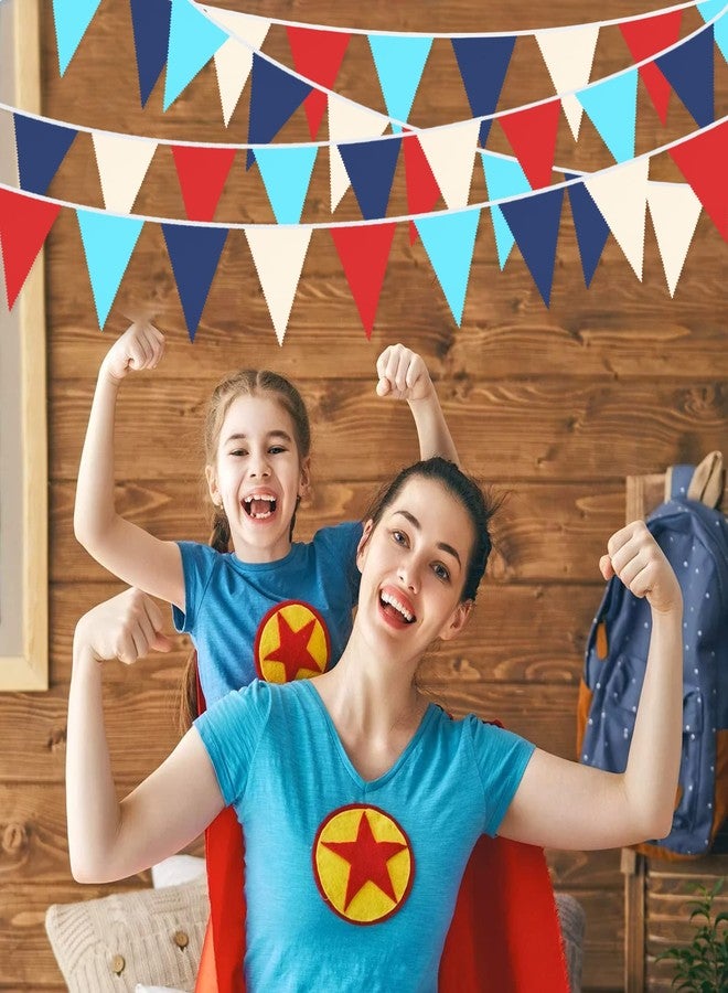 بينك بلوم راية مثلثة الشكل من القماش، بطول 32 قدمًا، باللون الأحمر والأزرق والأبيض، بنقوش بحرية، مثالية لتزيين حفلات أعياد الميلاد ذات الطابع البحري، وحفلات استقبال المولود الجديد، وحفلات الزفاف، والمنازل والحدائق الخارجية. - Image 4