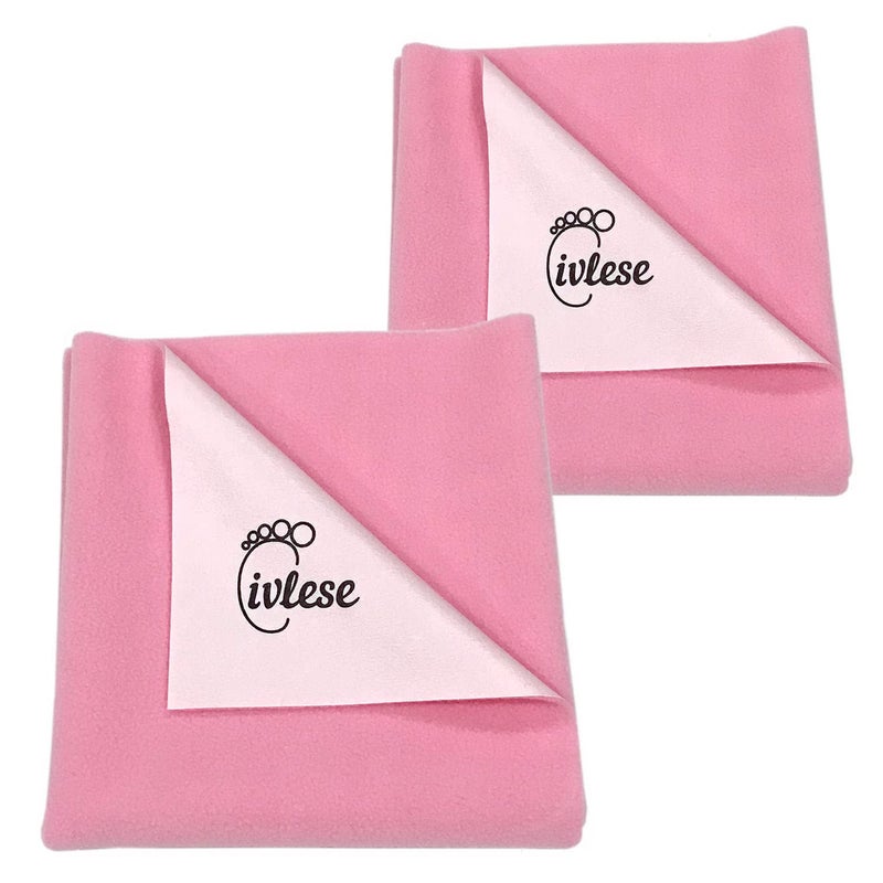 IVLESE Waterproof & Washable Baby Care Quick Dry Sheet (Small Size, Baby Pink Color, Pack of 2) - Image 1