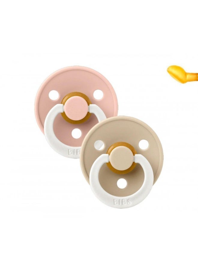 بيبس لهاية BIBS الملونة، عبوة من قطعتين، لاتكس، مقاس 1، لون أحمر خدود تشريحي، متوهج/لون فانيليا - Image 1