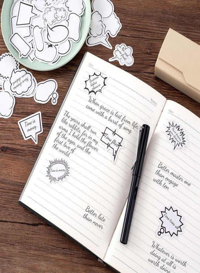 OIIKI White Dialog Box Paper Stickers, OIIKI 90PCS Small Talking Box Stickers to Write on, Self-Adhesive Thought Dialog Stickers for Notes, Planners, Dairy for Women Girls - Image 5