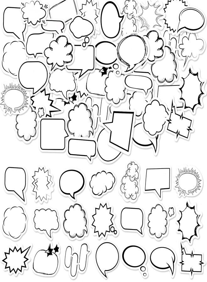 OIIKI White Dialog Box Paper Stickers, OIIKI 90PCS Small Talking Box Stickers to Write on, Self-Adhesive Thought Dialog Stickers for Notes, Planners, Dairy for Women Girls - Image 1