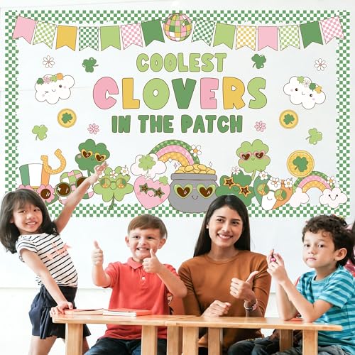 Polaxium St. Patrick's Day Bulletin Board Set Classroom Decorations Irish Clover Bulletin Board Decorations Lucky Shamrock Cutouts for Bulletin Board St.Patrick’s Party Supply Classroom Chalkboard Wall Decor - Image 4