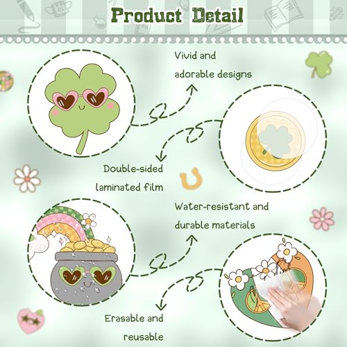 Polaxium St. Patrick's Day Bulletin Board Set Classroom Decorations Irish Clover Bulletin Board Decorations Lucky Shamrock Cutouts for Bulletin Board St.Patrick’s Party Supply Classroom Chalkboard Wall Decor - Image 5