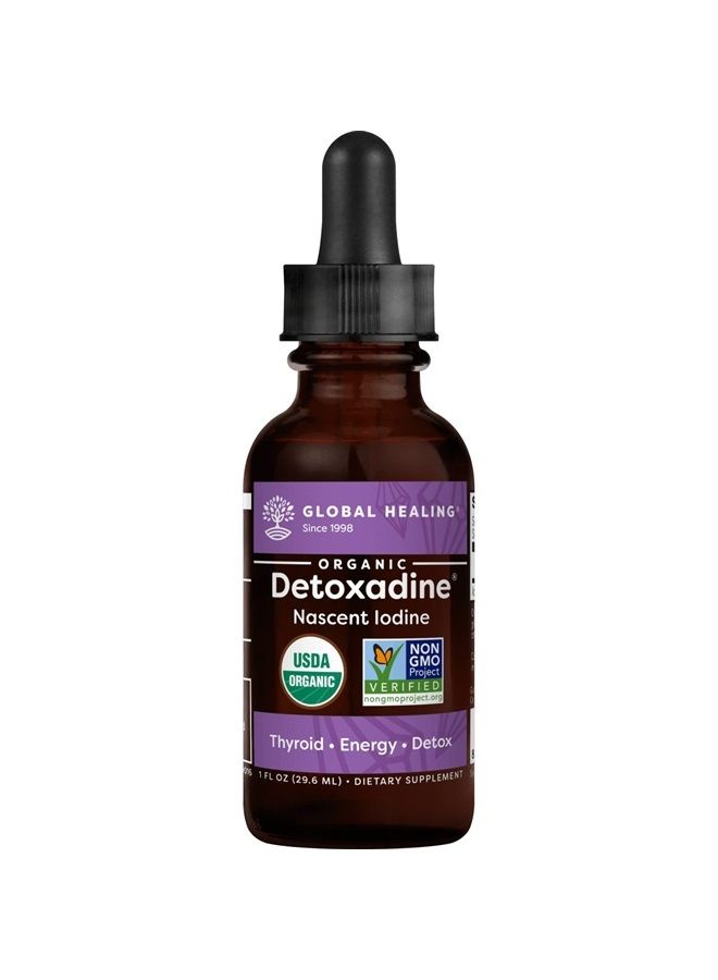 global healing center Global Healing Detoxadine - Organic Nascent Iodine Liquid Supplement Drops for Thyroid Support, Detox Cleanse, Metabolism Health and Better Sleep - Non-GMO, Vegan, 200 Servings (6-Month Supply) - 30mL - Image 1