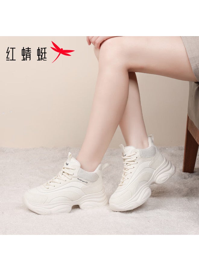 Red Dragonfly Women's Autumn Trendy Versatile Comfortable Dad Sneakers Lightweight Height-increasing Travel Shoes Wxc4300411 White Size 38