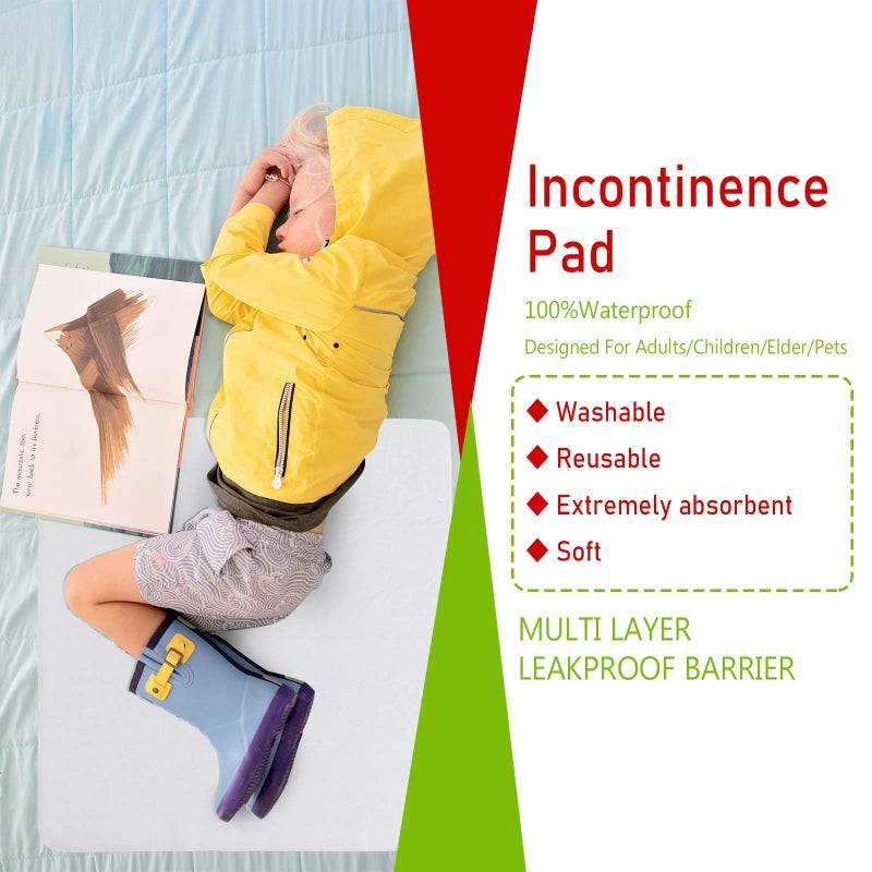 Bamuho 2 Pack Pee Pads for Kids 34"x 36", Washable Potty Training Bed Pads for Toddlers with 4 Layers of Protection, Waterproof Bed Pads Great for Children, Adults and Pets - Image 3