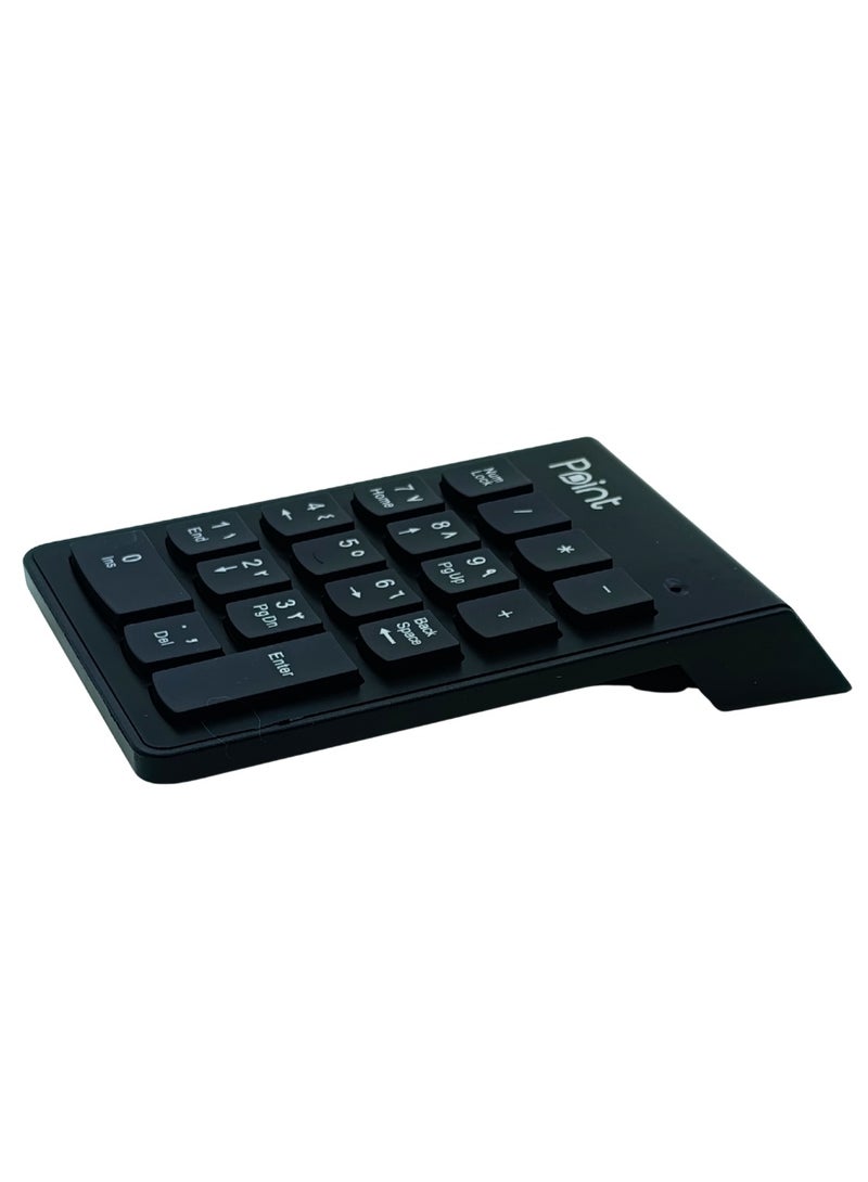 Super Slim Mini Numeric Keypad, 18 Keys, [2.4GHz Wireless / USB Wired] Number Pad for Laptops and Desktop Computers - Black - Image 3