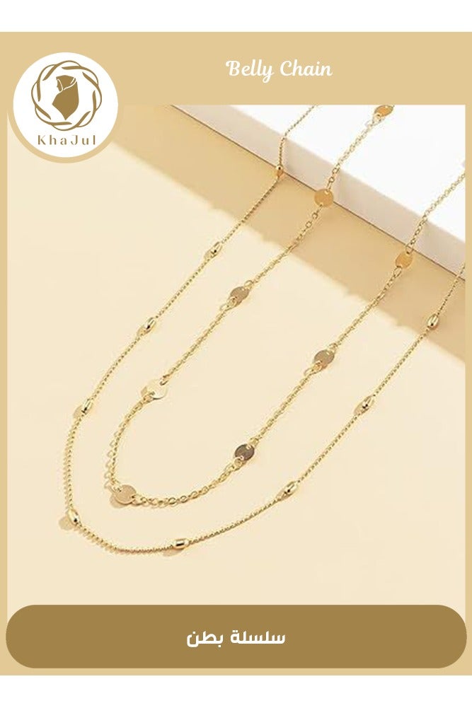 خاجول سلسلة الخصر بالترتر الذهب ، ومجوهرات البطن للنساء والفتيات (الذهب) - Image 1