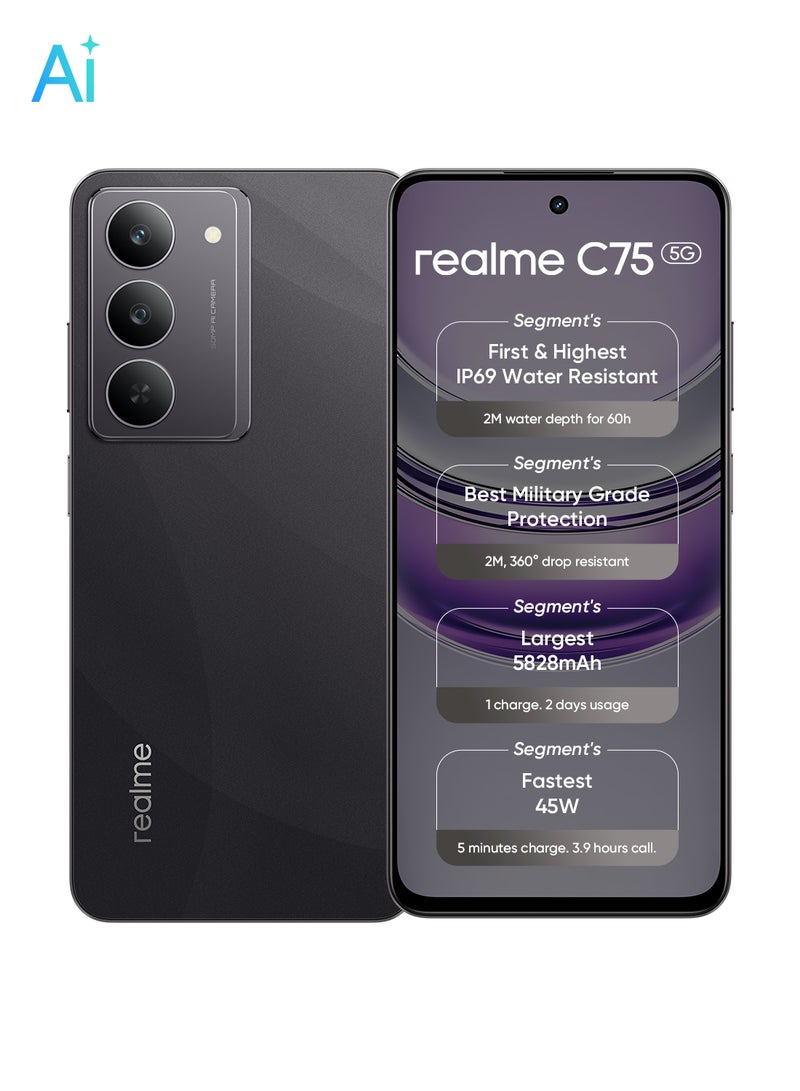 ريل مي C75 5G ثنائي الشريحة 8 جيجابايت رام 128 جيجابايت أسود عاصف - النسخة الشرق أوسطية - Image 1