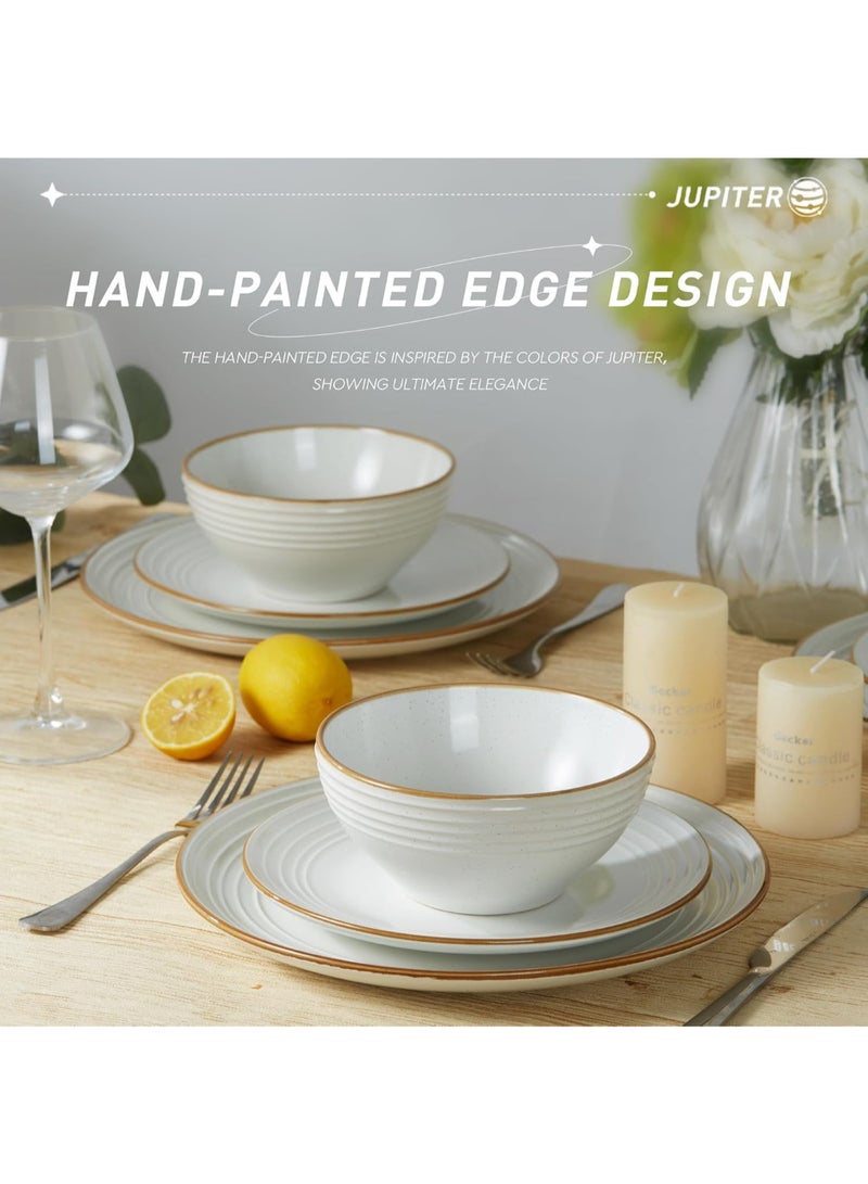 Famiware Jupiter 6 Piece Stoneware Bowls Set in 5.5 inches, Serving Bowl for Cereal, Soup, Rice, Pasta, Scratch Resistant, Microwave & Dishwasher Safe, White  - Image 4