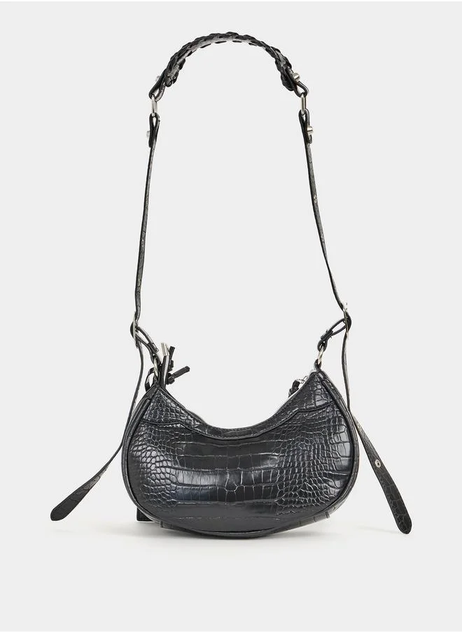 Styli Croc Textured Shoulder Bag