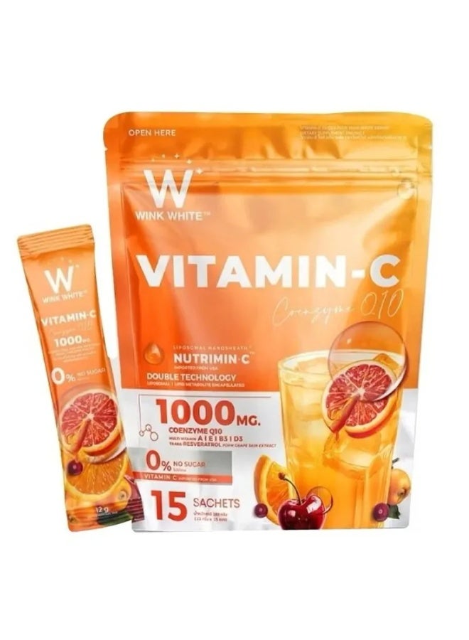 Wink White وينك وايت فيتامين سي كيو 10 – 15 ظرف × 12 جرام - Image 1