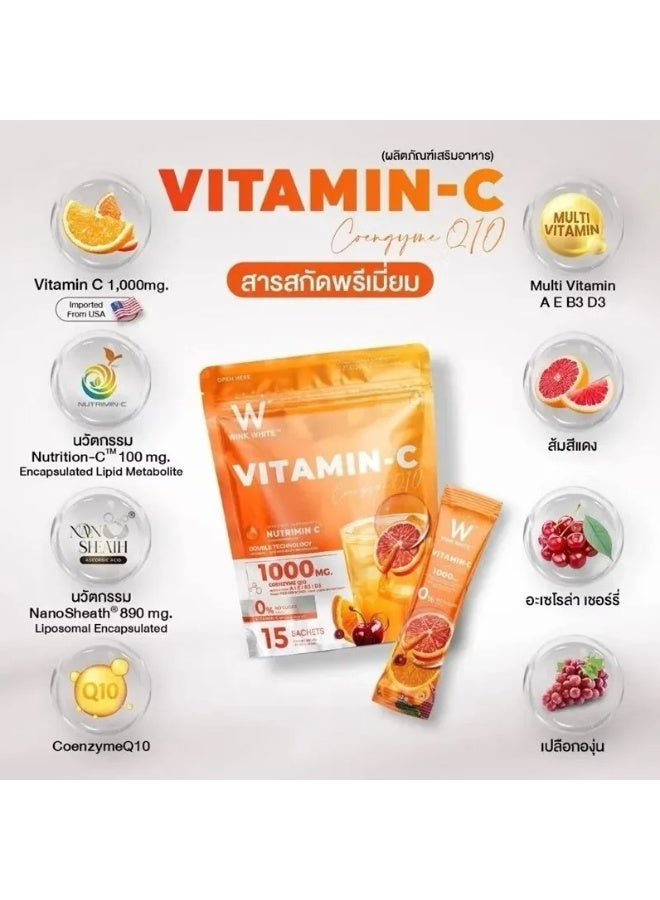 Wink White وينك وايت فيتامين سي كيو 10 – 15 ظرف × 12 جرام - Image 2