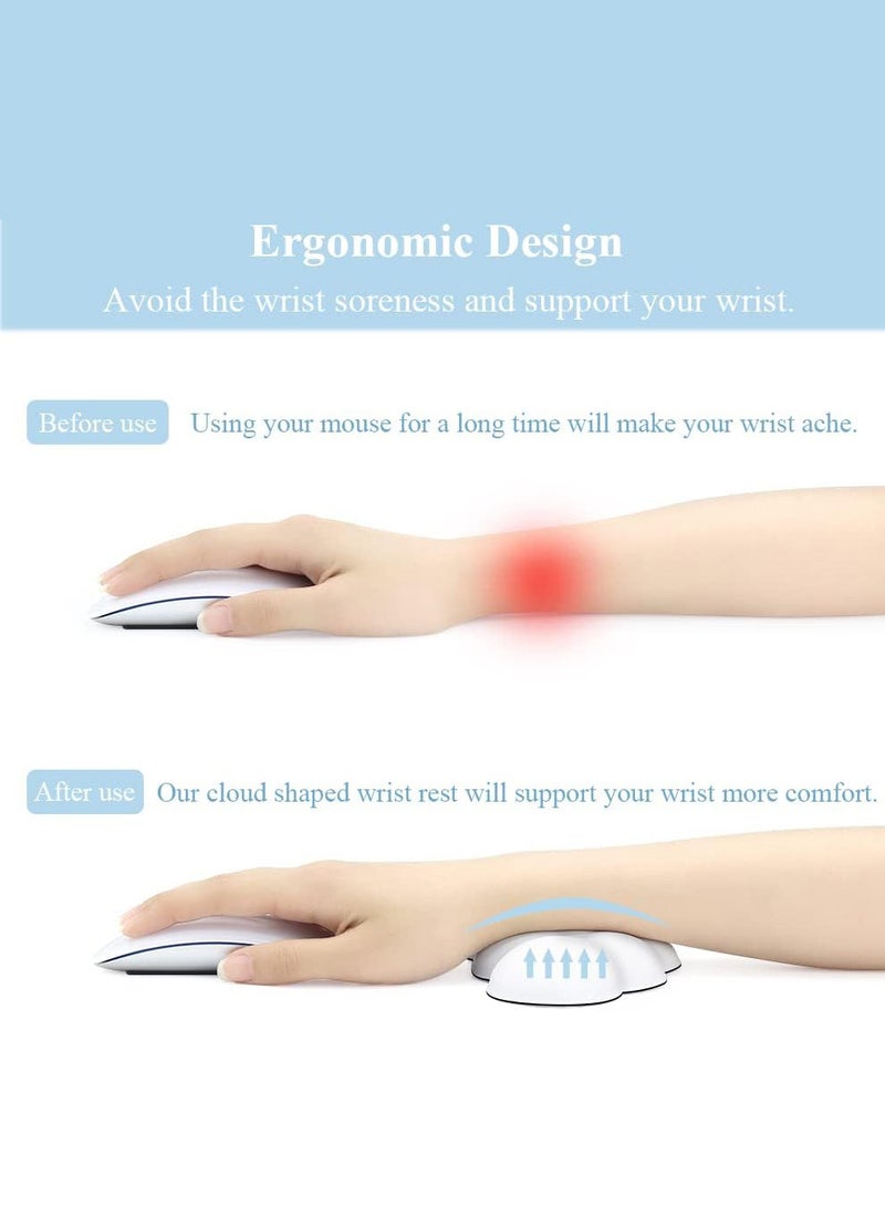 Wrist Rest for Mouse,Mouse Wrist Pad,Cloud Shape,Ergonomic Soft PU Leather Memory Foam Wrist Pain Relief Mouse Wrist Support Pad with Anti-Skid Base for Office School Home Laptop & Computer Mouse (Whi  - Image 2