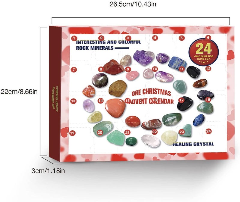 comfrt Healing Crystal Advent Calendar 2023, Rock Collections Pebbles Polished Gravel Christmas Countdown Calendars for Christmas Home Garden Decoration Complete Rock Collection Calendar - Image 5