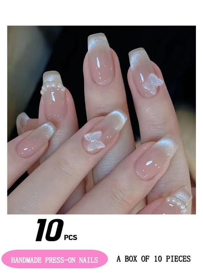 False Nails Handmade Press On Nails With Pearl Professional Manicurist Made Salon Quality Nail Art - Image 1