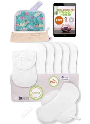 Natissy Non Slip Reusable Panty Liners for Women; 7-Pack (M) Premium Line Organic Cotton Panty Liners Reusable; Liners Washable for Women & Teens; Thin Cloth Panty Liner for Vaginal Discharge & Care-Free Day 