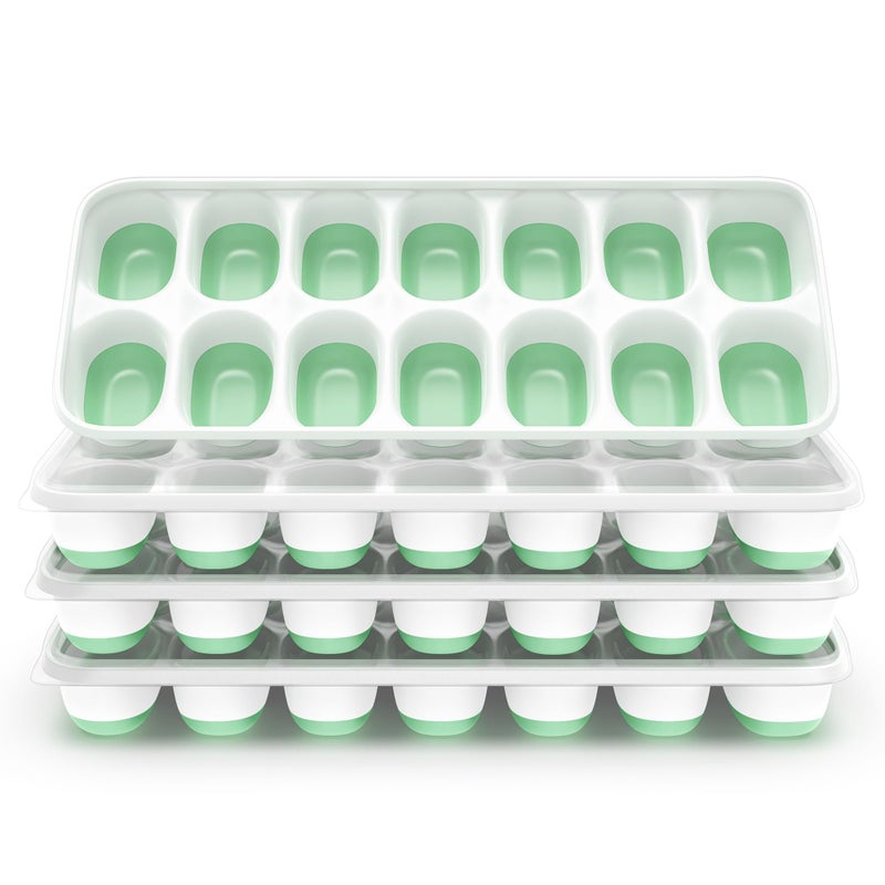 ChefAide Ice Cube Tray with Lid, 4 Packs 56 Cubes Durable Stackable Ice Cube Trays for Freezer with Removable Lids, Easy-Release Plastic & Silicone Ice Tray for Cocktail, Coffee - Image 1