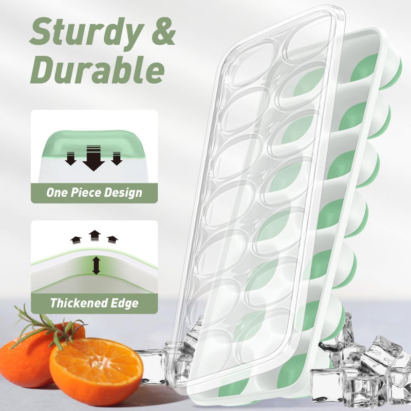 ChefAide Ice Cube Tray with Lid, 4 Packs 56 Cubes Durable Stackable Ice Cube Trays for Freezer with Removable Lids, Easy-Release Plastic & Silicone Ice Tray for Cocktail, Coffee - Image 4