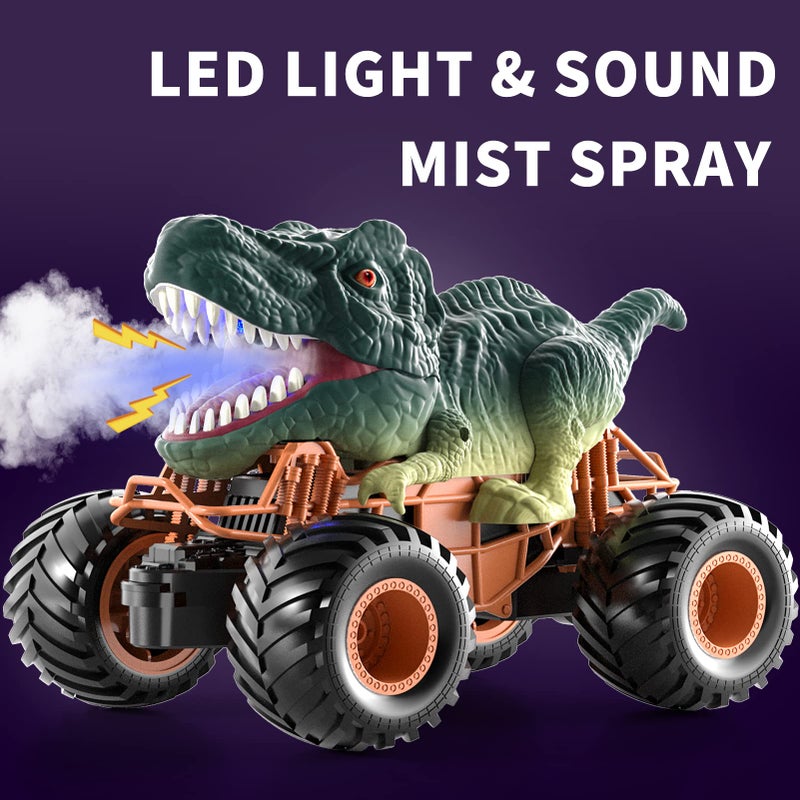 Bennol Remote Control Dinosaur Car, 2.4Ghz RC Truck for Toddlers, Electric Hobby RC Car Toys with Light & Sound Spray Birthday Gift for 3 4 5 6 7 8 Year olds Kids Boys Girl - Image 2