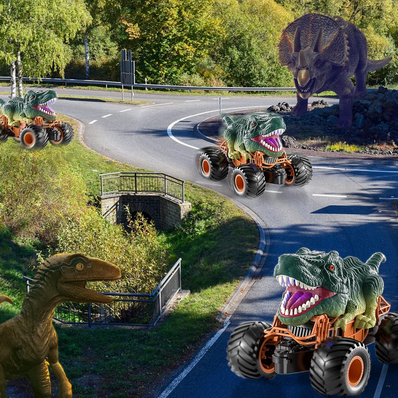 Bennol Remote Control Dinosaur Car, 2.4Ghz RC Truck for Toddlers, Electric Hobby RC Car Toys with Light & Sound Spray Birthday Gift for 3 4 5 6 7 8 Year olds Kids Boys Girl - Image 3