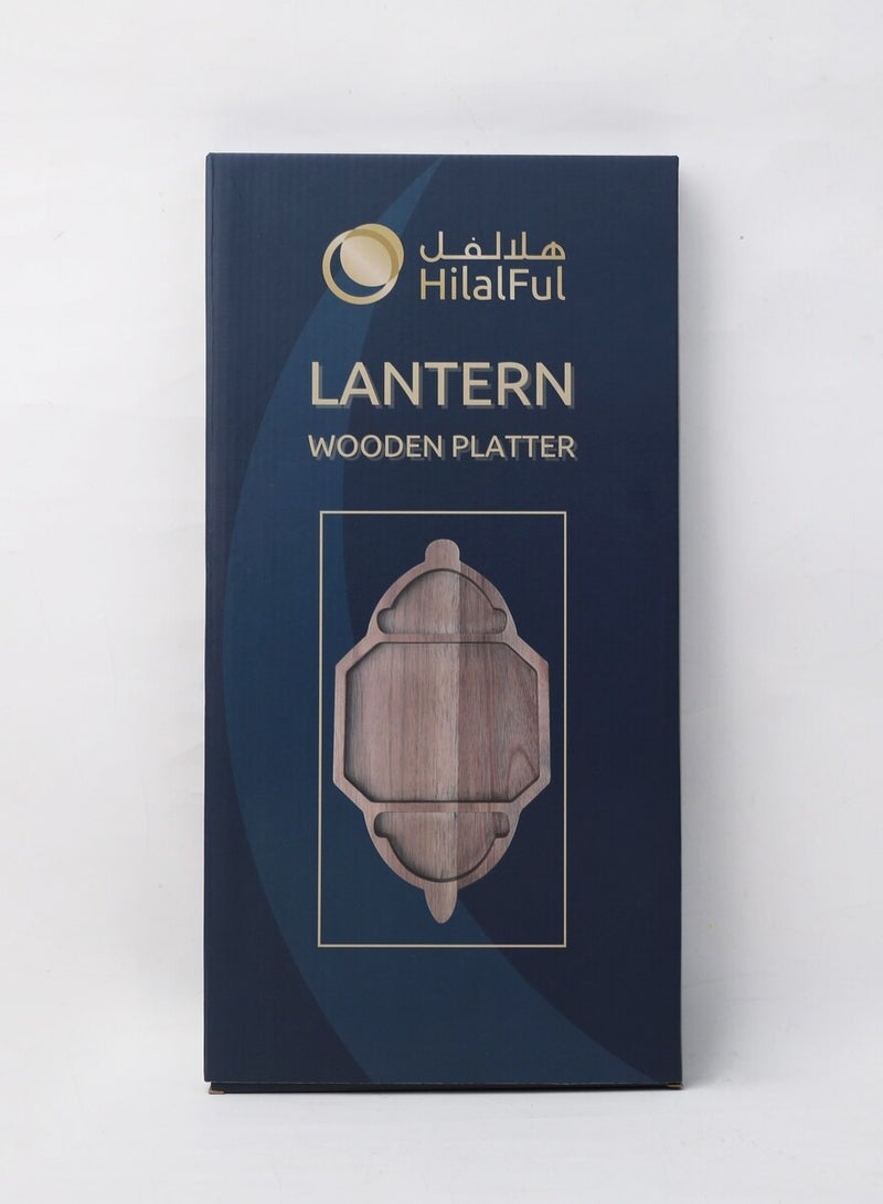HilalFul Premium Acacia Wood Serving Platter- Lantern | Elegant Wooden Cheese Platter and Charcuterie Board | Multipurpose Wooden Serving Lantern Home Decor Centrepiece - Image 4