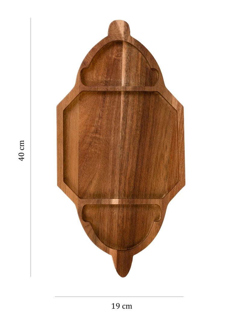 HilalFul Premium Acacia Wood Serving Platter- Lantern | Elegant Wooden Cheese Platter and Charcuterie Board | Multipurpose Wooden Serving Lantern Home Decor Centrepiece - Image 1