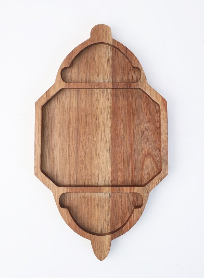 HilalFul Premium Acacia Wood Serving Platter- Lantern | Elegant Wooden Cheese Platter and Charcuterie Board | Multipurpose Wooden Serving Lantern Home Decor Centrepiece - Image 2