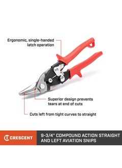 Generic Wiss M1R 248Mm 9 3 4 Inch Metalmaster Compound Action Aviation Snips Cuts Straight To Left Red  - Image 3