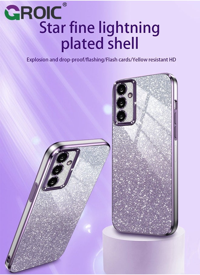 GROIC Compatible with Samsung Galaxy S25 Case Glitter Clear Cases, Galaxy S25 Phone Cover, TPU Plating Fundas Protection Shockproof Bling 2 in 1 Cover for Girls Women (Purple)  - Image 2