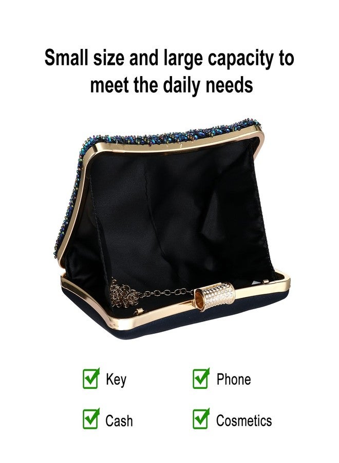 Rkrouco Peacock Evening Bags Clutch Purse for Women Bead Sequins Vintage Purses Crossbody Handbags with Detachable Chains(Green3) - Image 5