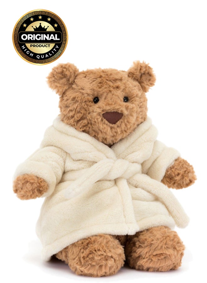 Jellycat Bartholomew Bear Bathrobe Outfit - Removable Robe Plush – Soft Stuffed Toy with Cordy Legs, Cute Valentine’s Gift for Kids & Adults, Collectible Jellycat, 22cm - Image 1