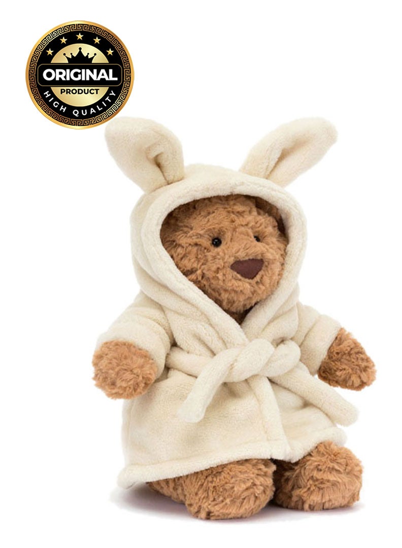 Bartholomew Bear Bathrobe Outfit - Removable Robe Plush – Soft Stuffed Toy with Cordy Legs, Cute Valentine’s Gift for Kids & Adults, Collectible Jellycat, 22cm