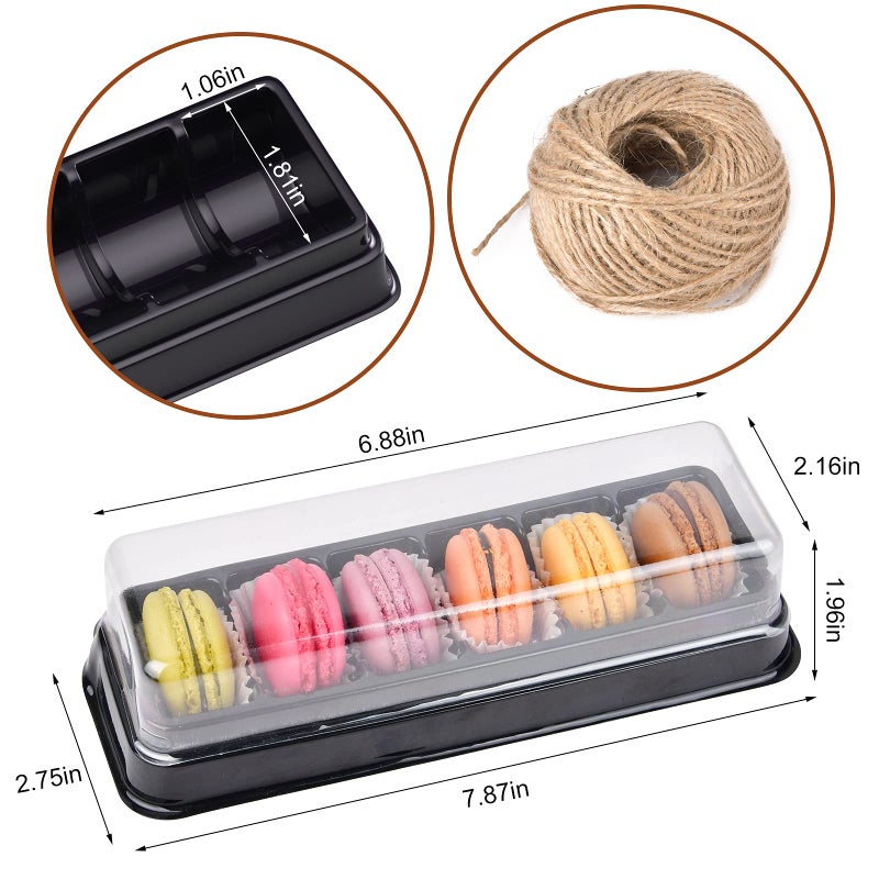 Orangehome Macaron Boxes with Clear Lids,50-Pack Macaroons Container Gift Packaging Box with 6 Grid,7.6'' x 2.8'' x 1.9'' Plastic Cake Trays for Chocolate,Truffles Cake,Desserts Mini Cupcakes,Cookies or Muffins - Image 5