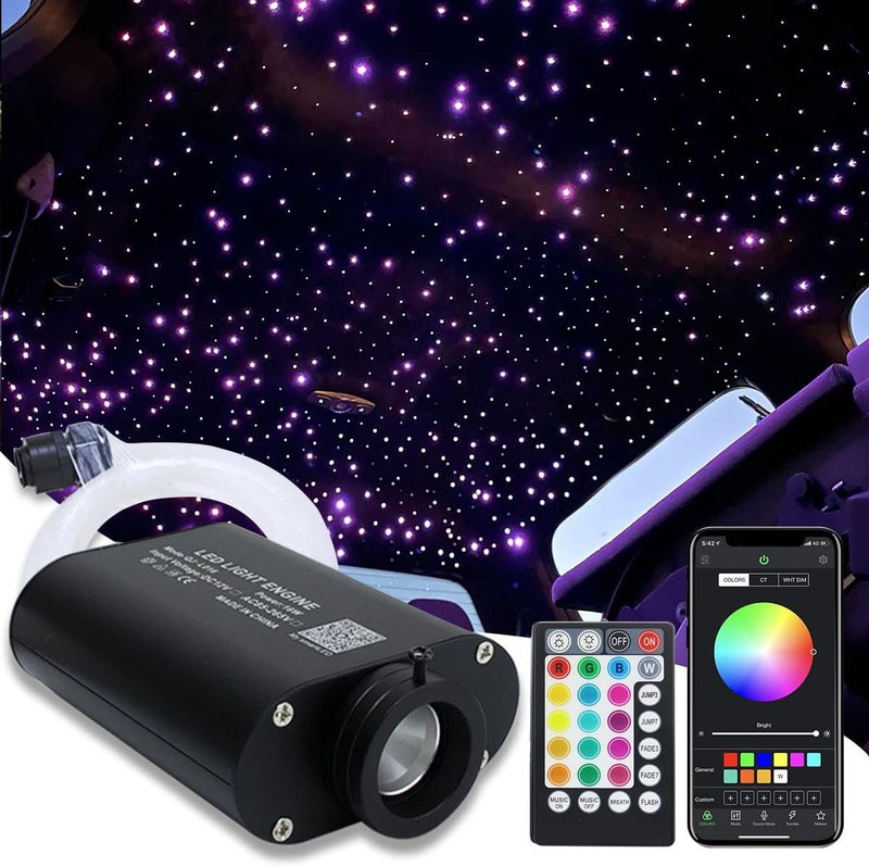 Amki 16W Fiber Optic Lights,Starlight Headliner Light Kit APP/Remote Control Sound Activated Mode for Car&Home Decoration,Optical Fiber Cable Strands 0.75mm/0.03in 13.1ft/4m 550pcs - Image 1