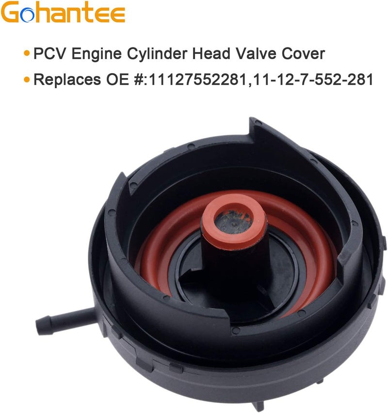 gohantee غطاء صمام رأس أسطوانة المحرك PCV من gohantee، معدن أسود، بديل مباشر لمحركات BMW N20 N26 N51 N52، سيارات BMW E82 E90 E70 Z4 X3 X5 128i 328i 528i (2006-2013) - 11127552281 وزن معتدل - Image 3