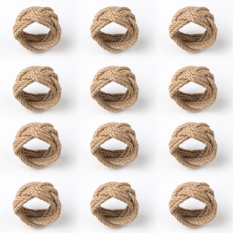 MLURCU Napkin Rings Set of 12 Woven Natural Burlap Napkin Rings Rustic Napkin Ring Holder for Dining Table Decor Wedding Banquet Christmas Thanksgiving Easter Table Decorations