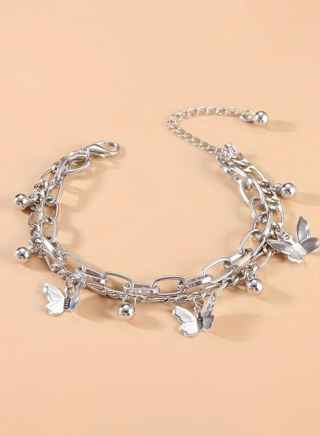 تايك تو سوار سلسلة فضية بحلية على شكل فراشة