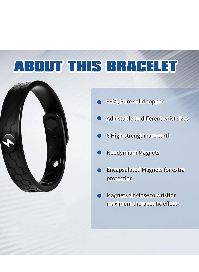 Houkea Men's Magnetic Bracelet, Magnetic Copper Prostate Band, Prostate Bracelet, Prostate Thrust Bracelet, Promotes Blood Circulation (Black)  - Image 2