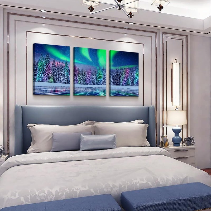 Lapremoly Aurora Scenery Canvas Wall Art - 3 Piece Set - Image 4