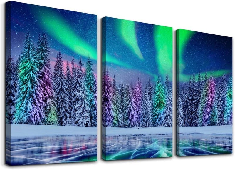 Lapremoly Aurora Scenery Canvas Wall Art - 3 Piece Set - Image 1