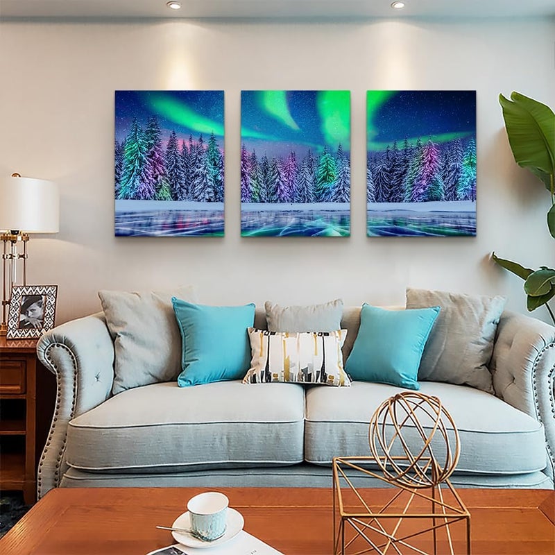 Lapremoly Aurora Scenery Canvas Wall Art - 3 Piece Set - Image 3