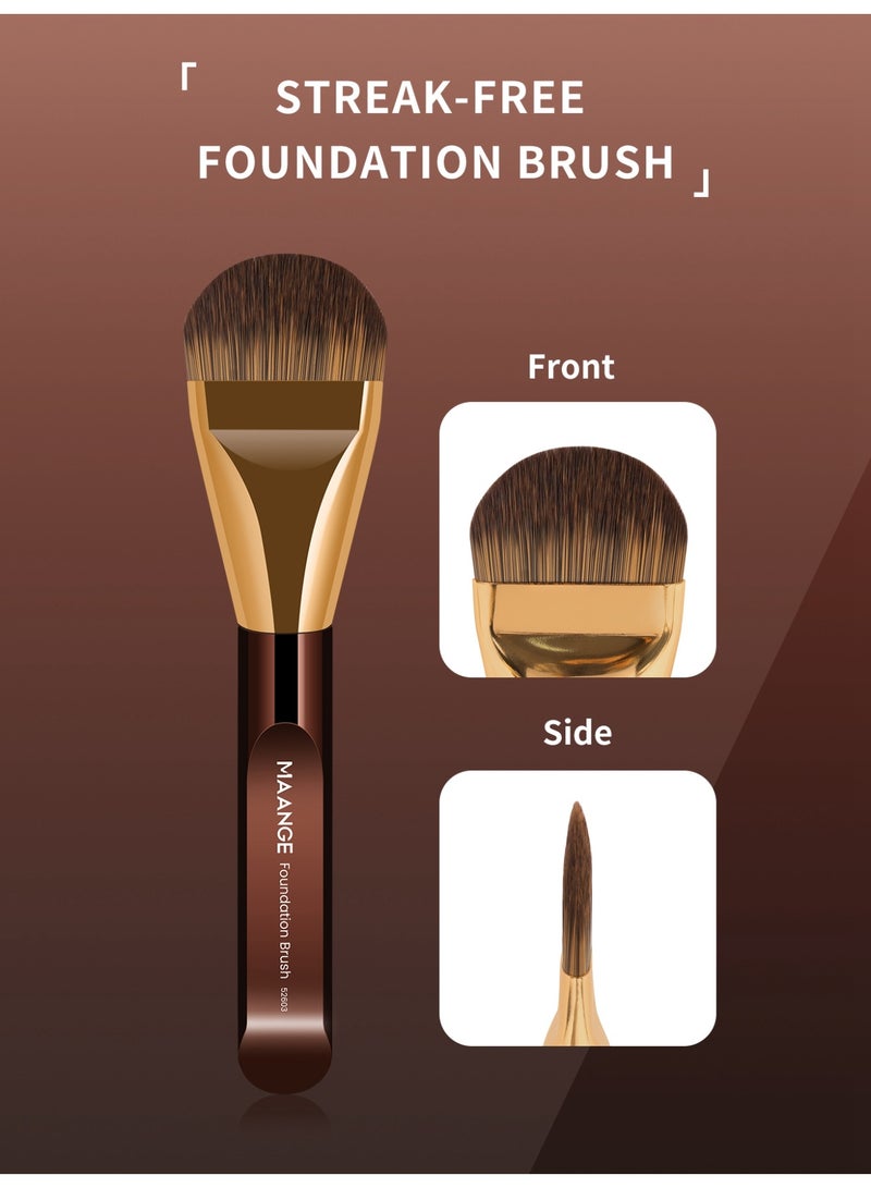 MAANGE 1-Piece Foundation Makeup Brush Tongue-shaped Brush,Cosmetic Brush, for Creamy, Powdery or Liquid Foundation,Brown/Gold - Image 5