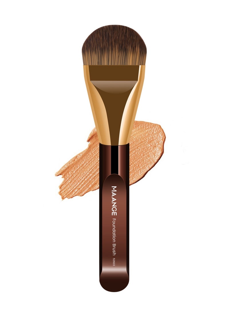 MAANGE 1-Piece Foundation Makeup Brush Tongue-shaped Brush,Cosmetic Brush, for Creamy, Powdery or Liquid Foundation,Brown/Gold - Image 1