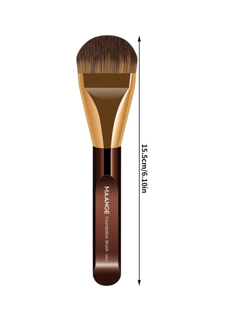 MAANGE 1-Piece Foundation Makeup Brush Tongue-shaped Brush,Cosmetic Brush, for Creamy, Powdery or Liquid Foundation,Brown/Gold - Image 4