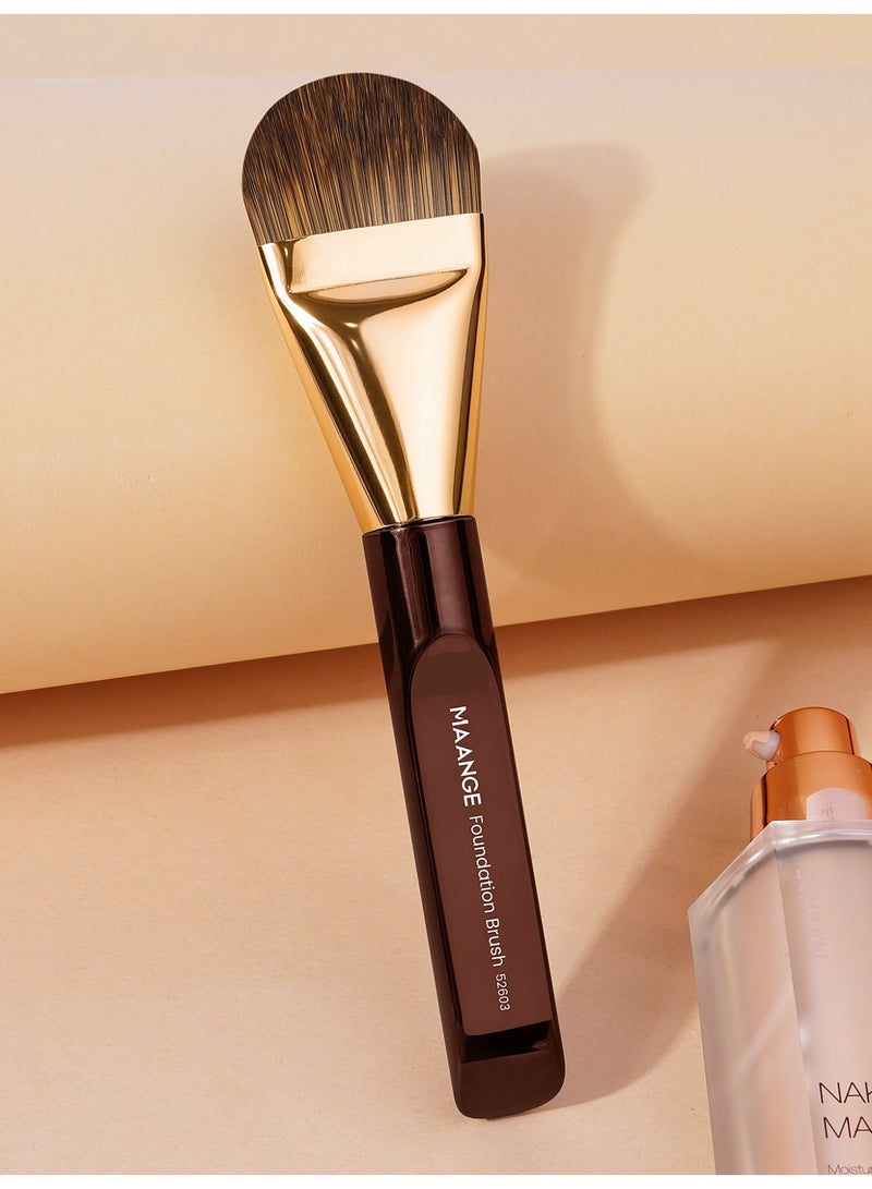 MAANGE 1-Piece Foundation Makeup Brush Tongue-shaped Brush,Cosmetic Brush, for Creamy, Powdery or Liquid Foundation,Brown/Gold - Image 2