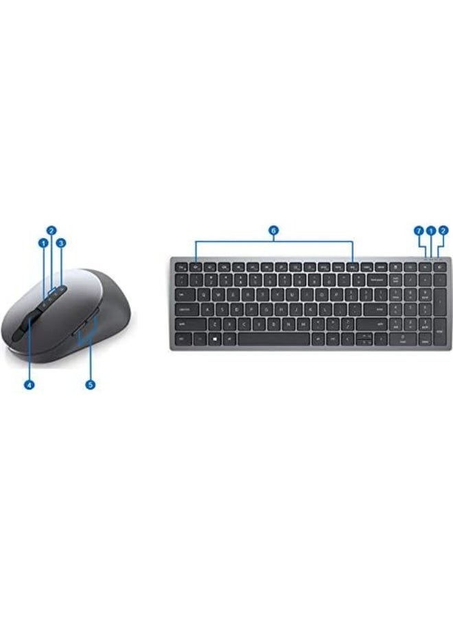 Dell KM7120W Multi-Device Wireless Keyboard and Mouse Combo, QWERTY Arabic-English, Titan Gray, Bluetooth 5.0 & 2.4GHz, 3-Device Connectivity - Image 4