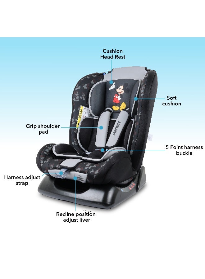 Disney Trucare FZC Disney Mickey Mouse Baby/Kids 3 In 1 Car Seat 4 Position Comfort Recline Angle Recline Suitable From 0 Months To 6 Years Group 0+/1/2, Upto 25Kg Multicolor - Image 2