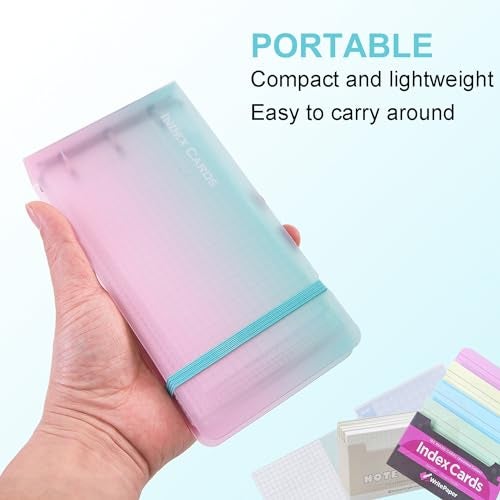 MANWU 3×5” index card Binder organizer with Plastic pocket Sleeves, small organized folder for recipes Flashcards,portable notecards case holder (2pcs colorful) - Image 2